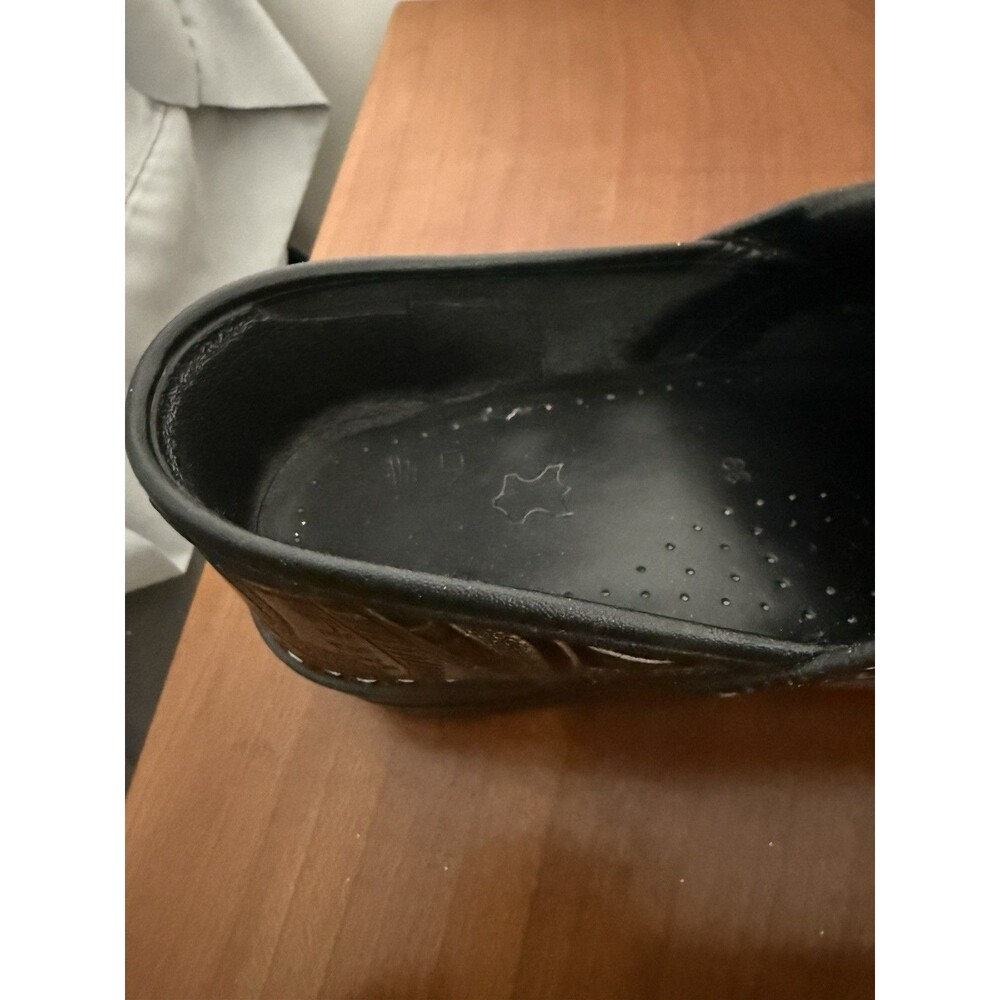 Dansko Professional Slip On Clogs Embossed Dark Brown Paisley Leather Size 39 - Picture 7 of 11